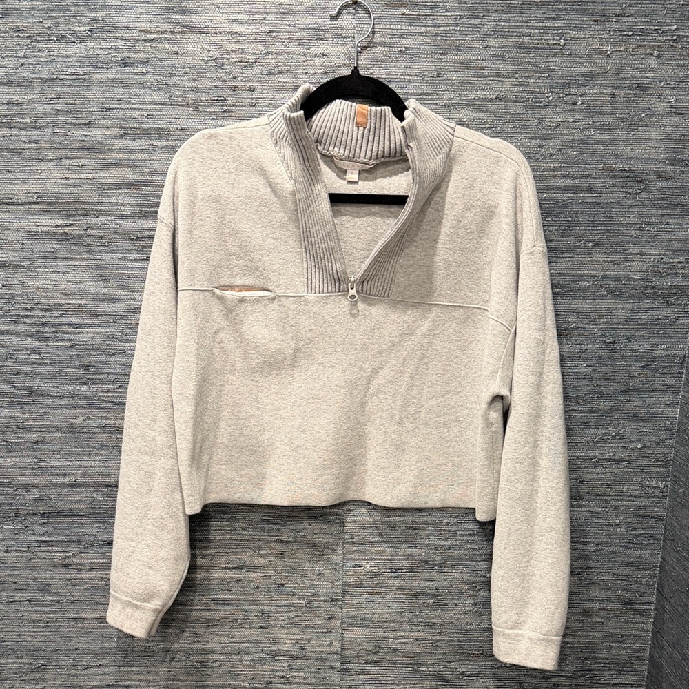 Gray Quarter-Zip Women's Top